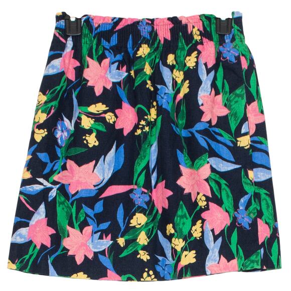 J Crew Womens Skirt Floral Linen Blend Lined Mini Boho Pockets Blue Size 0 FU - Picture 1 of 6